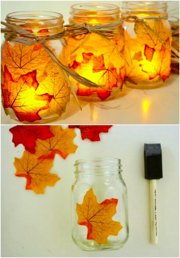 Autumn Leaf Mason Jar Candle Holders